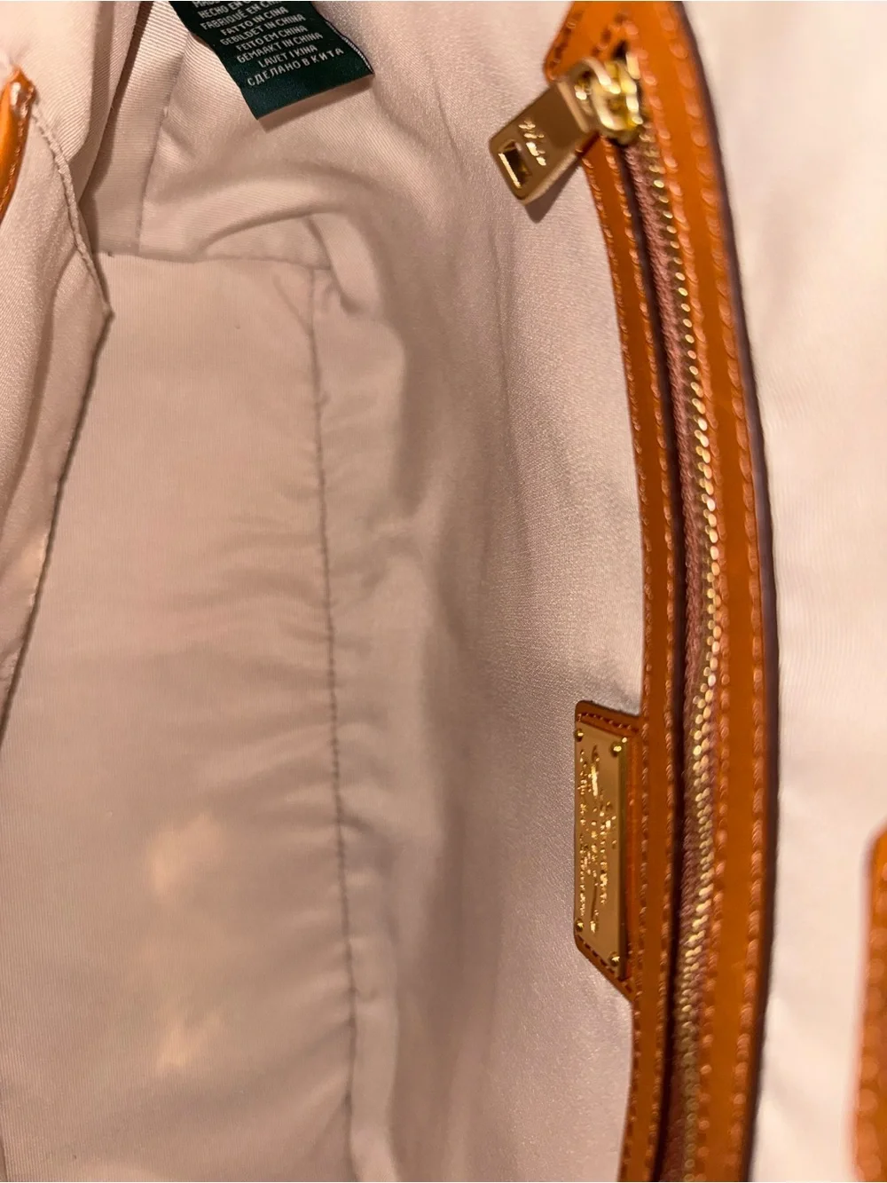 Ralph Lauren Two-Tone Burgundy and Tan Leather Shoulder Bag